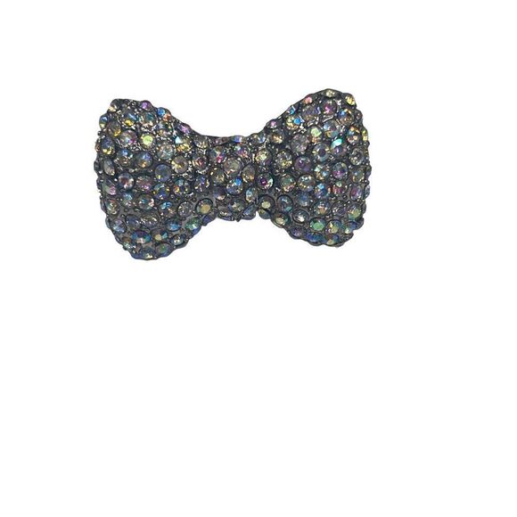 Rhinestone 2 Finger Ribbon Bow Tie Ring - Picture 1 of 6
